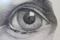 Pen and ink drawing - closeup of the eye from a portrait.